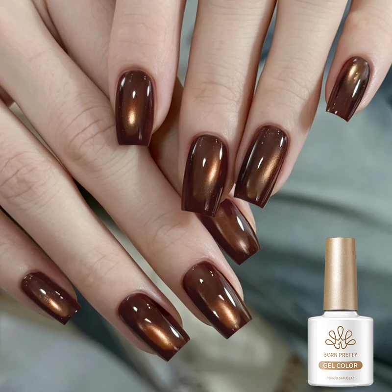 BORN PRETTY Coffee Chocolate Cat Magnetic Eye Gel Polish Golden Gradient 10ml Autumn Series Soak Off UV LED Nail Art DlY At Home