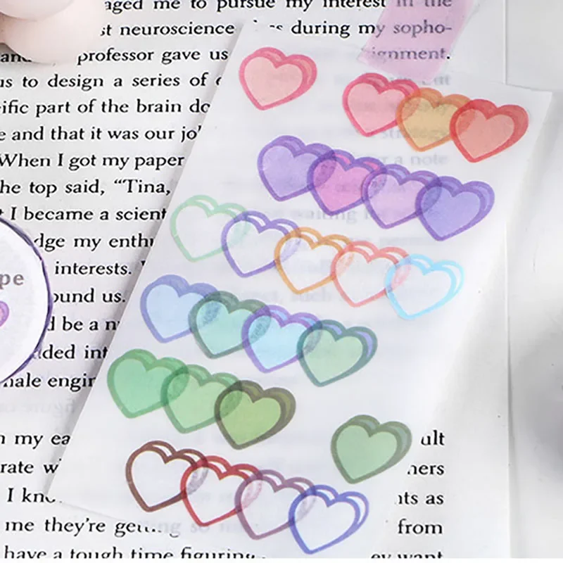 100pcs/lot Cute Heart Shape Washi Stickers Kawaii Dots Craft Decorative Masking Tape Stickers Diary Album Scrapbooking Material