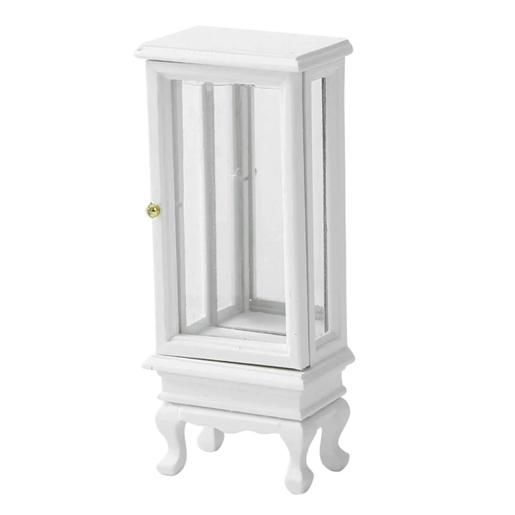 コンパクトなミニチュアホワイトディスプレイキャビネット、ドールハウス家具用、リビングルーム、寝室、書斎用のエレガントな収納ソリューション