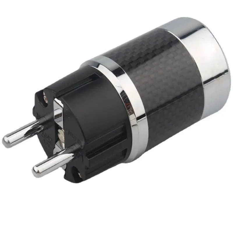Hi-End-Steckdose FI50 Schwarz Carbonfaser Rhodiniert mit Dichtung EU US Standard AC-Strom IEC-Buchse Hi-Fi US AC-Netzstecker – Detail 6