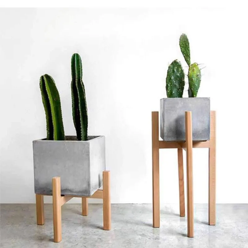Simple solid wood balcony desktop flowerpot holder indoor green plant base multi scene potted plant storage rack