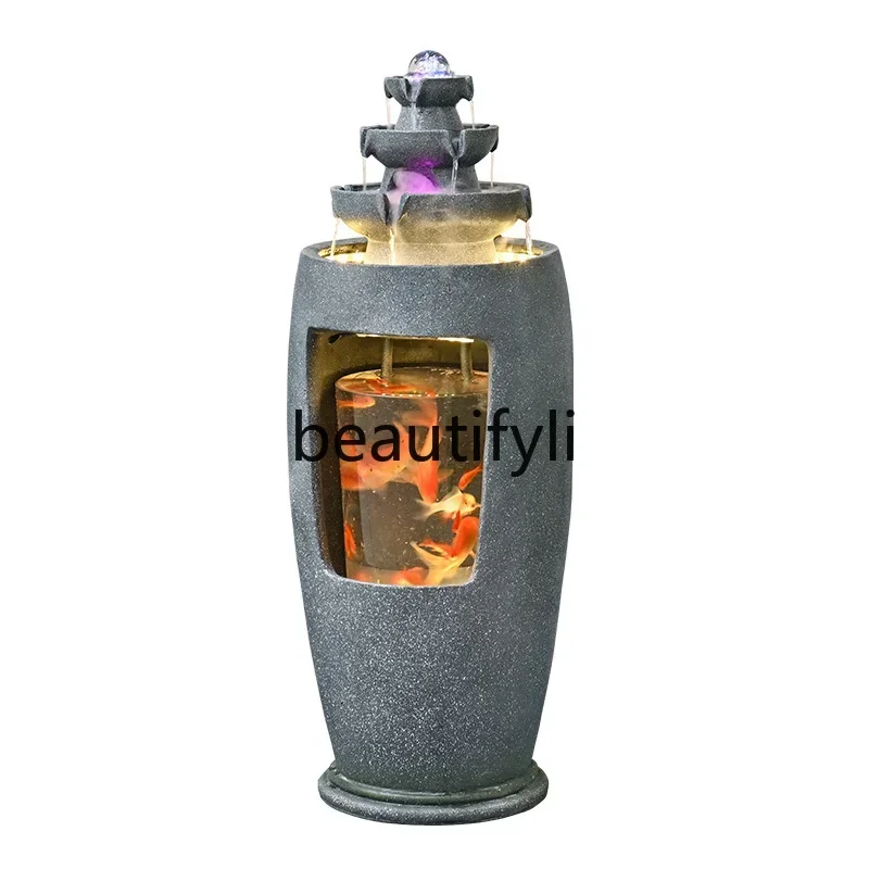 Bafanglai Flowing Water Fountain Landscape Fish Tank Circulating Water Feng Shui Wheel Floor Lucky Ornament