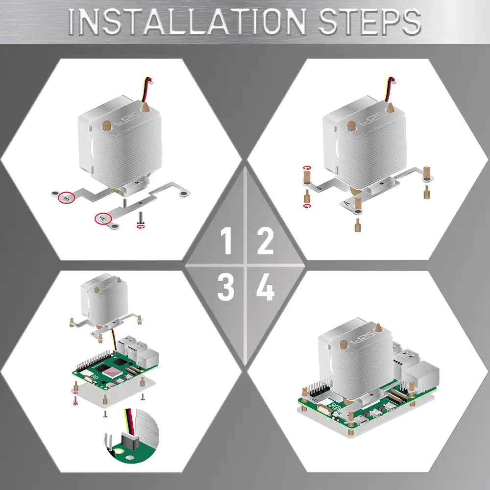 Raspberry Pi 5 ICE Tower Cooler Pure Copper Heat Pipe CPU Radiator RGB LED Light 4cm Cooling Fan Heat Dissipation for RPi 5