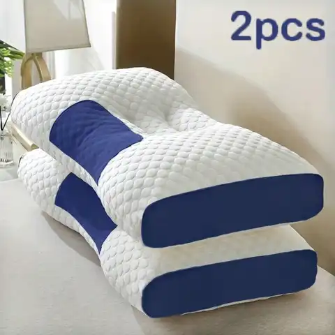 2Pcs Comfortable Cervical Support Pillows, Ergonomically Designed To Relax Your Neck, Soft And Breathable With A Zipper, Portable And Durable, Perfect For Cozy Sleep At Home All Year Round