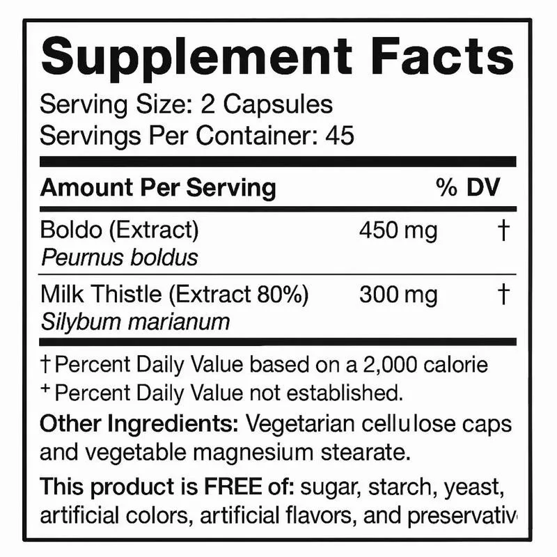 Limpiador Hígado Y Vesícula, Boldo & Milk Thistle Extract, Liver Health, Supports Liver Function, Antioxidant, Detox