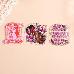 6Pcs Fashion Halloween Acrylic Charms Not Your Blood Type Bad Boys Pendant For Earring Necklace Diy Making