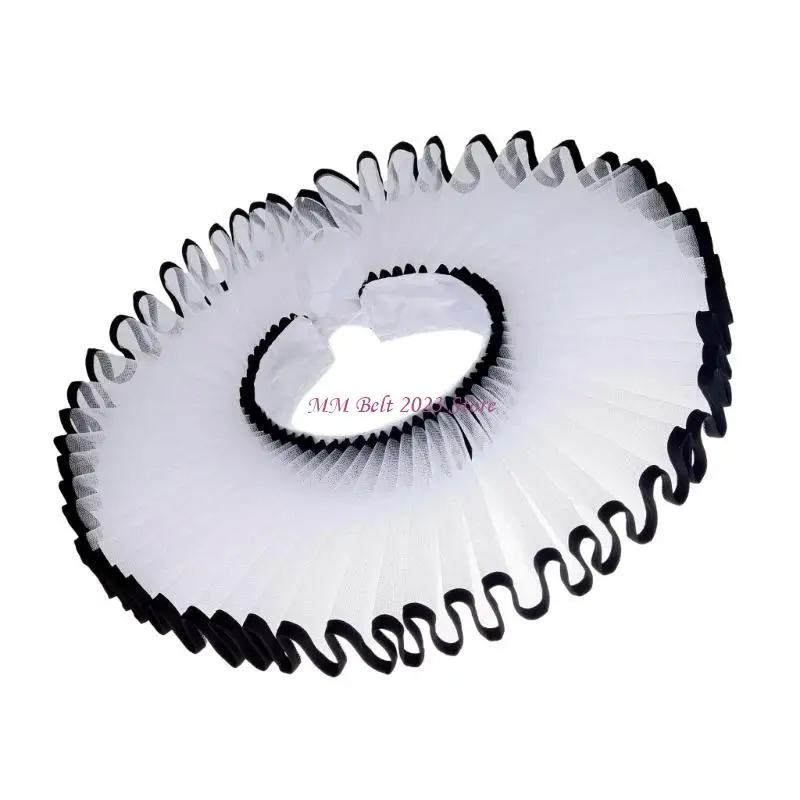 

49ME елизаветинский воротник с рюшами, регулируемый тюлевой воротник для сцены в колониальном стиле, сетчатый воротник, косплей,