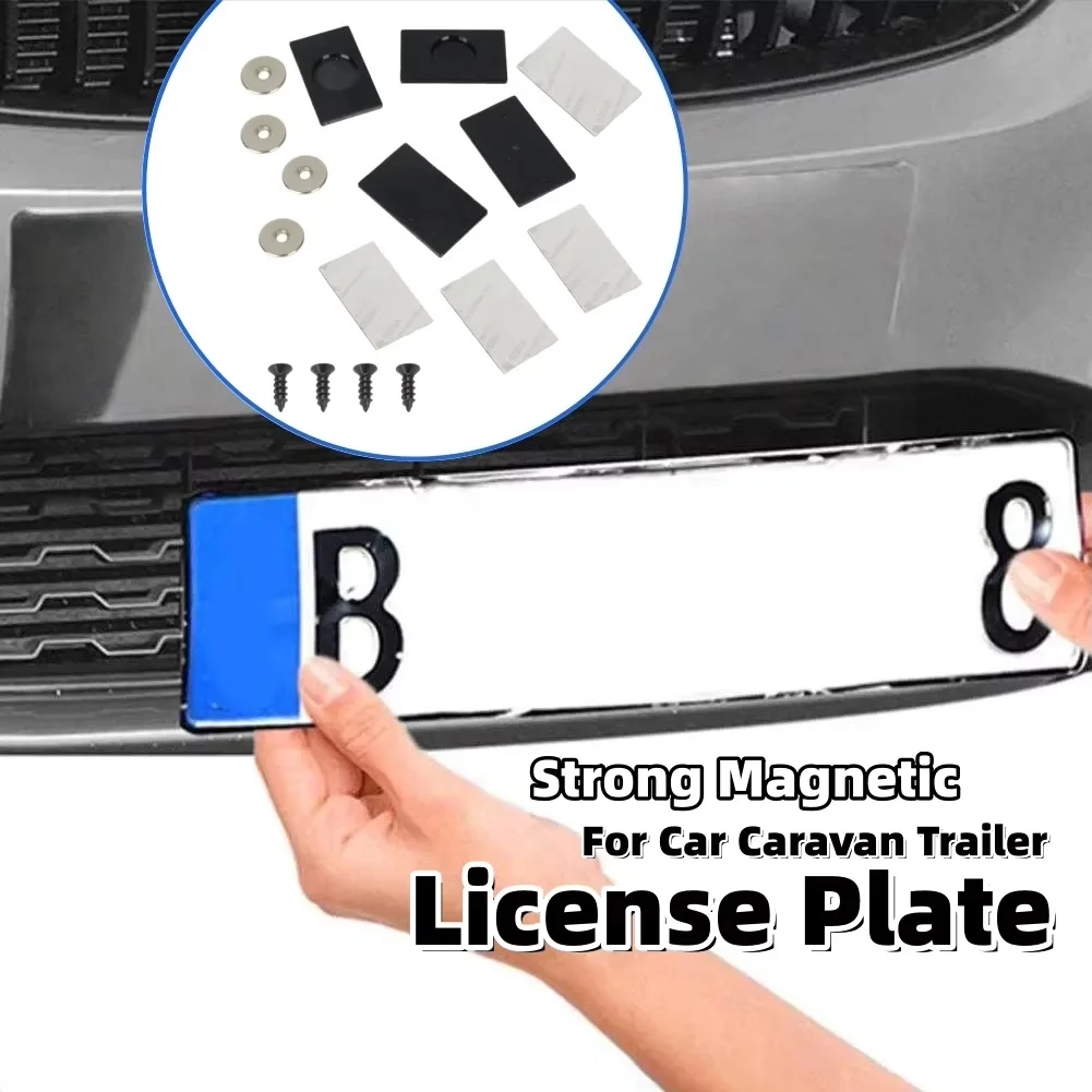 Car Number Plate Holder Clamp Magnetic License Plate Clip Buckle Exterior License Plate Rack Accessories For Caravan Trailer Car