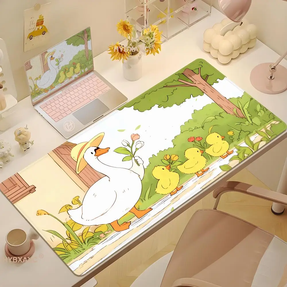 

Kawaii Girly Rubber Duckies Desk Mat Lofi Ducks Desk Pad Green Plants Mousepad Desk Topper Cute Laptop Mat Bath Time Play Mat