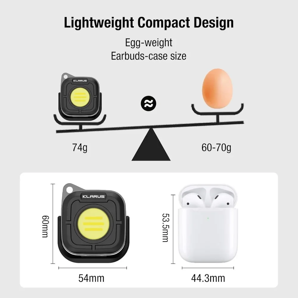 Klarus work light has 7 modes suitable for car maintenance, home and outdoor use, rechargeable COB work light with hook