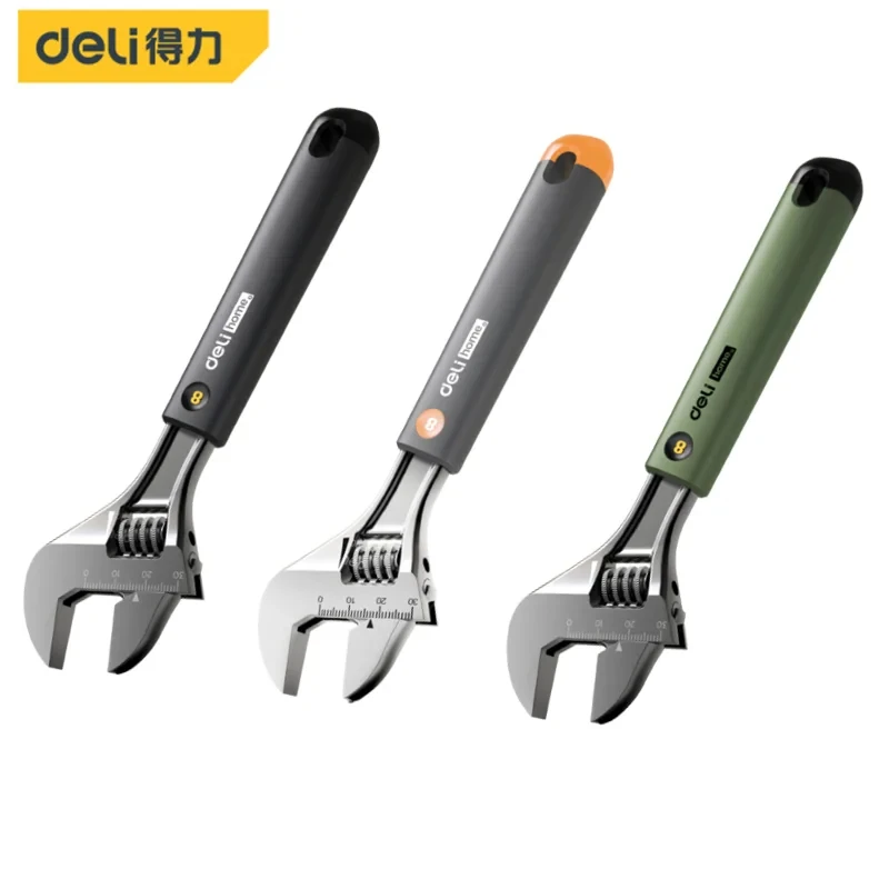 Deli Verstellbarer Schraubenschlüssel, mehrfarbig, 1 Stück, 20,3 cm, multifunktionaler, gummierter, rutschfester Griff, Elektriker-Reparatur-Handschlüssel – Detail 2