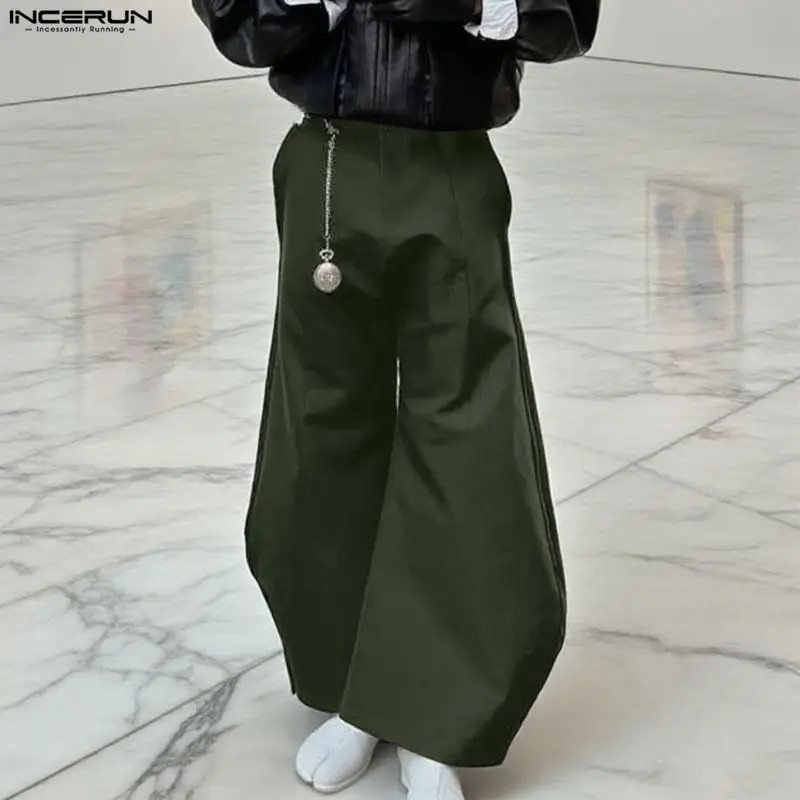 INCERUN Pantaloni a gamba larga da uomo Pantaloni da jogging con bottoni Pantaloni casual larghi da uomo Stile coreano Streetwear 2025 Pantaloni lunghi maschili di moda S-5XL