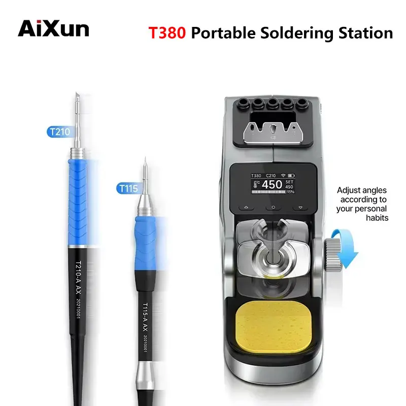 

Aixun T380 80W Portable Smart Soldering Station Compatible with T210 T115 Handle 1Sec Heating Rapid Welding Rework Station