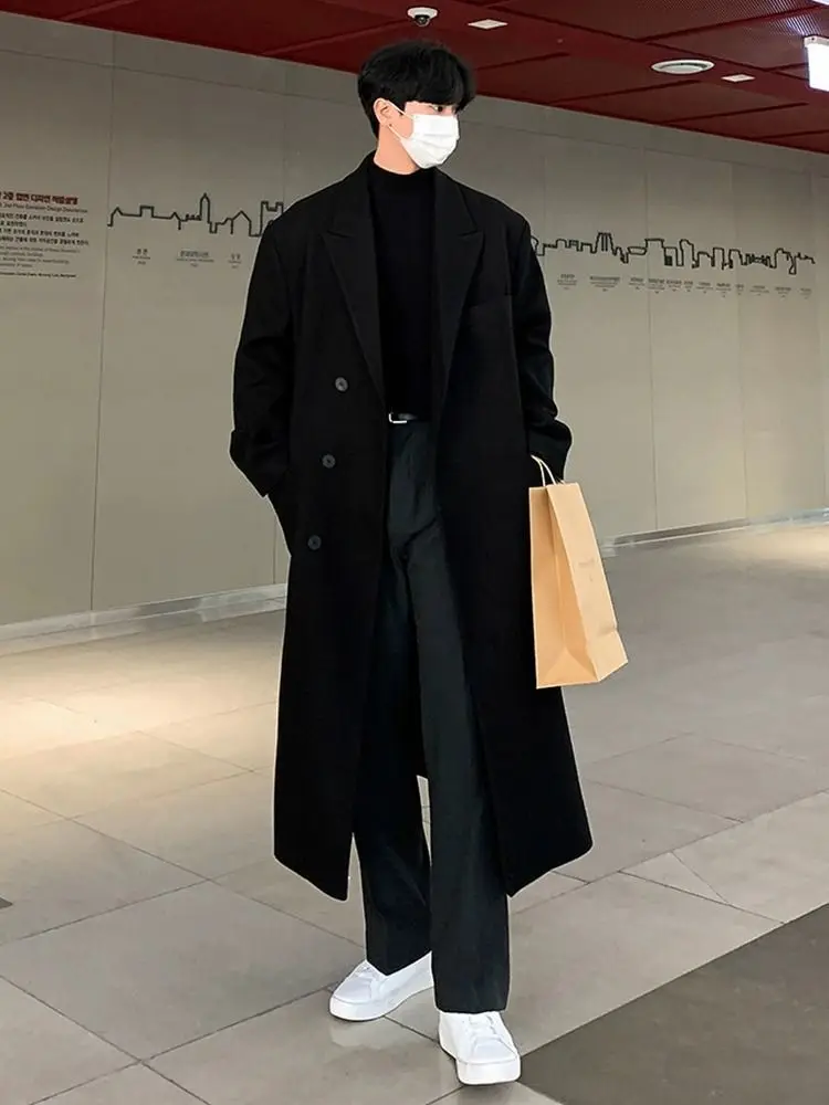 

Мужской длинный тренч цвета хаки на пуговицах, классический, элегантный, премиум-класса, в английском стиле, для офиса, с отложным воротником, вневременная эстетика, привлекательный крой.