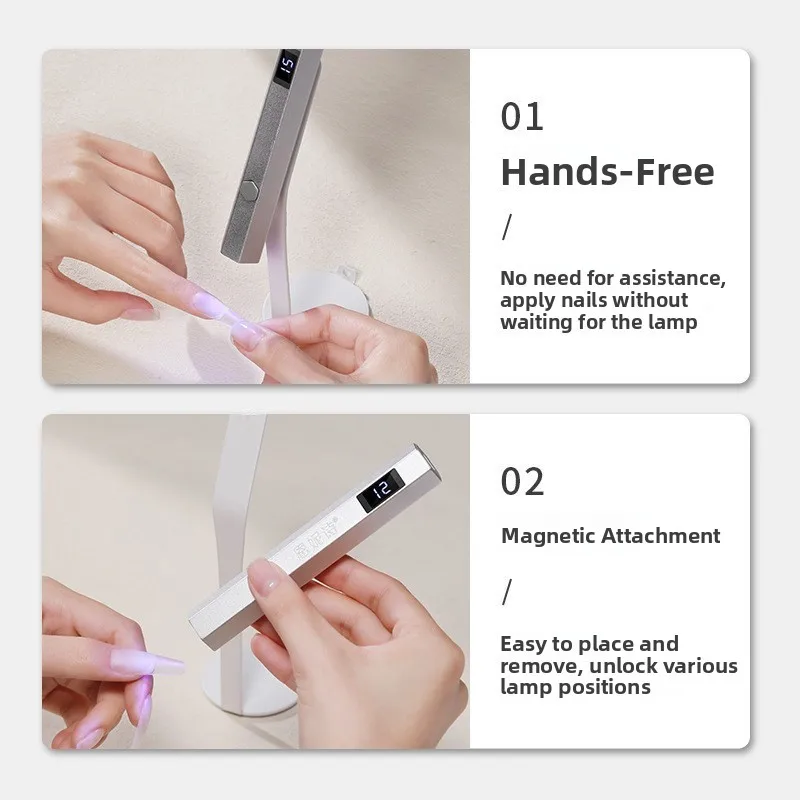 携帯型ハンドヘルドネイルフォトセラピーランプ速乾性ベーキングランプ小型収納タイプ（パープル、ブルー、シルバー、ブラック）ネイルケア用
