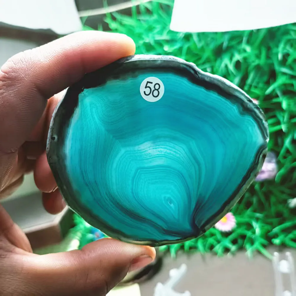 Natural quartz crystal Jelly agate tablet coasters heal reiki decoration send bracket