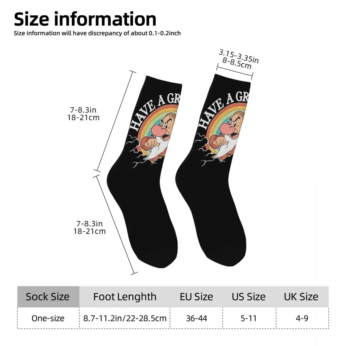 Grumpy Socks have a grumpy day Fashion Stockings Women Men Comfortable Skateboard Socks Autumn Graphic Non Slip Socks