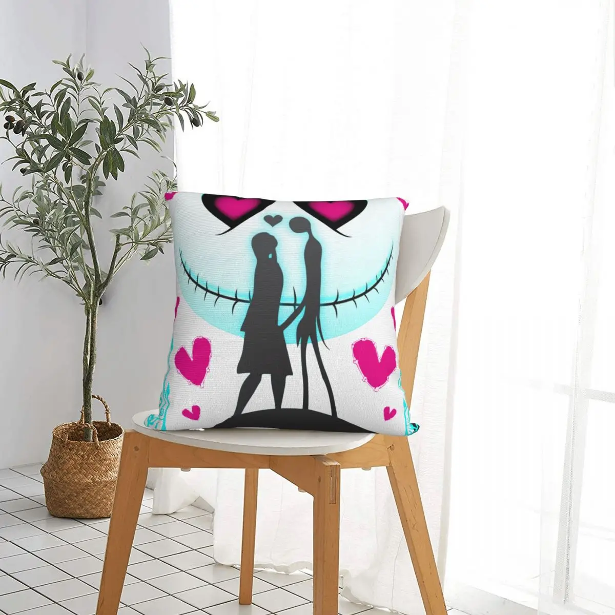 جاك سالي كابوس الحب قبل عيد الميلاد كيس وسادة جاك سكيلينغتون هالوين غطاء الوسادة رمي غطاء وسادة