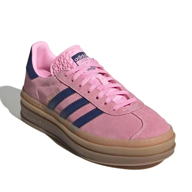 Adidas Originals GAZELLE BOLD Bold Men's and Women's Skateboarding Shoes Leather Non-slip Wear Increase Casual Comfort Pink