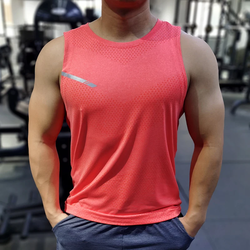 Men Running Vest 2023 New Gyms Workout Sleeveless Shirt Ice Silk Quick Dry Fitness Bodybuilding Tank Tops Casual Training Top