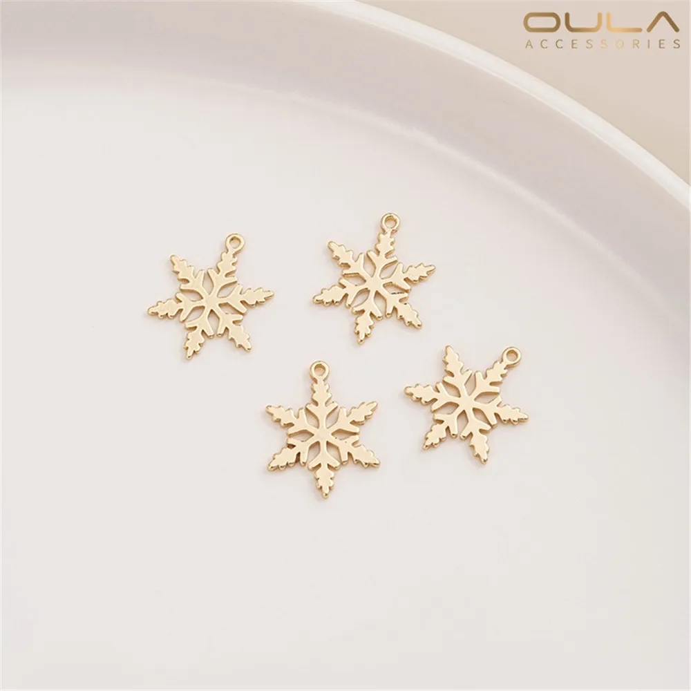 10PCS 14K Gold-plated Cherry Blossom, Little Star, Little Daisy, Snowflake Pendant, Diy Jewelry, Bracelet, Earrings and Pendant