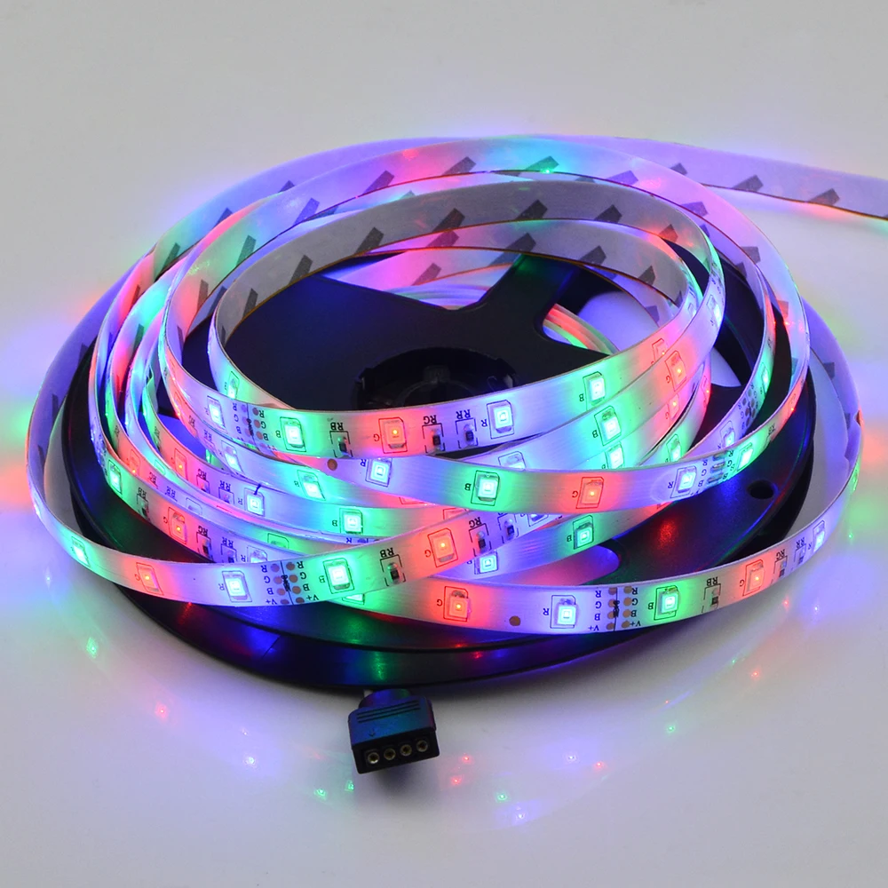 1Roll 5M RGB LED Strip Lights DC12V 60leds/m Z/bez Wodoodporne światło LED do pokoju Ściana Kuchnia Wystrój TV Szafka Podświetlenie