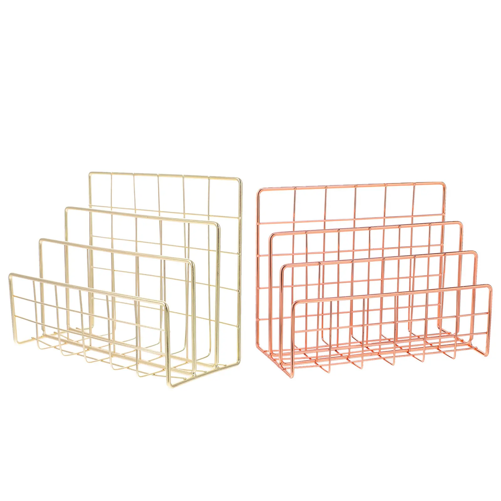 2Pcs Modern Metal Slot File Sorter Desktop Letter Organizer for Home Office Paper Mail Magazine School Desk Storage