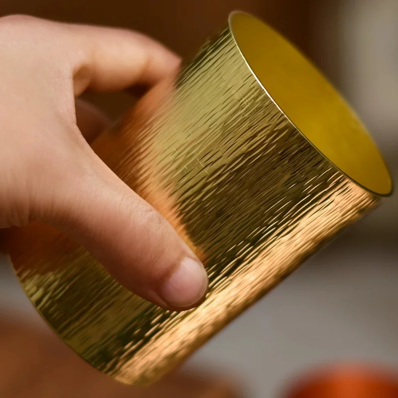 كوب قهوة كلاسيكي من النحاس النقي، نسيج شجرة مصنوع يدويًا، إفطار، حليب البغل، كوب عصير 400 مل، أدوات مائدة بهلوان الشاي