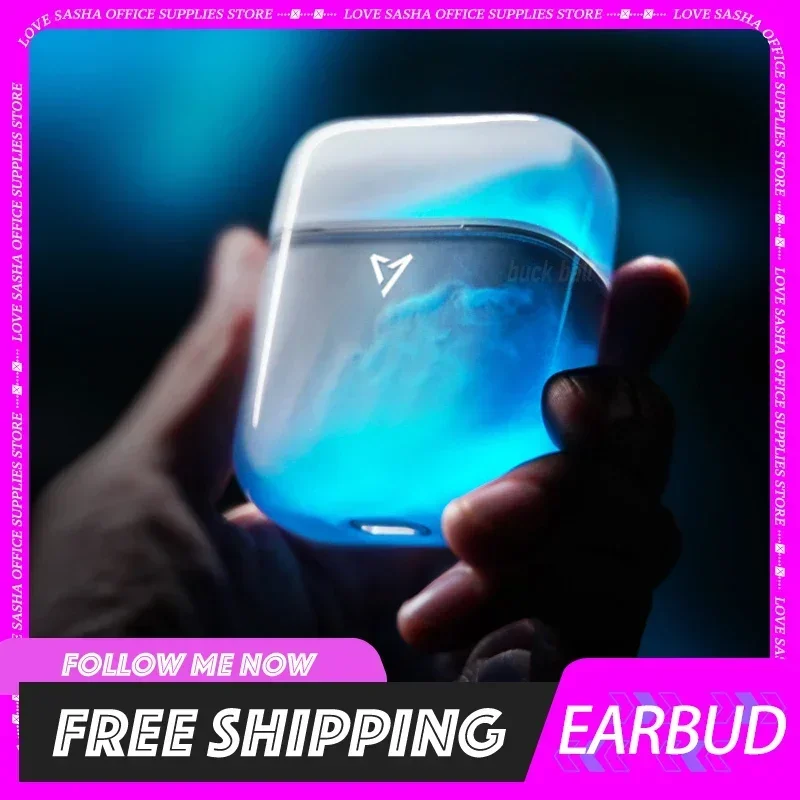 

LIUP LP1 Wireless Earphones Night Light Quicksand Noise Reduction Luminous Transparent Glass Bluetooth 5.4 Muisc Gaming Headphon