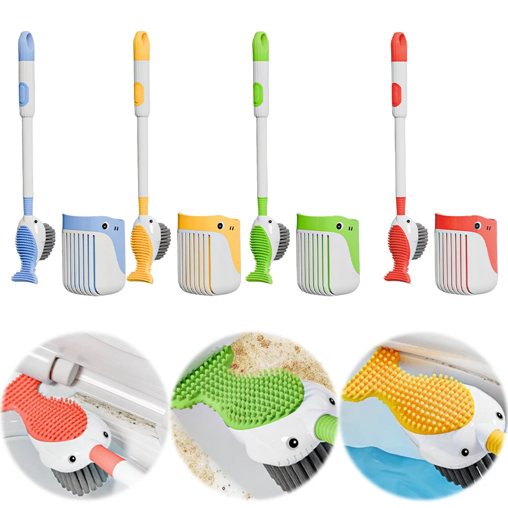 

Cartoon Whale Toilet Brush with Holder Wall Mounted Toilet Bowl Cleaner Brush Cartoon Animal Toilet Brush Bathroom Accessories