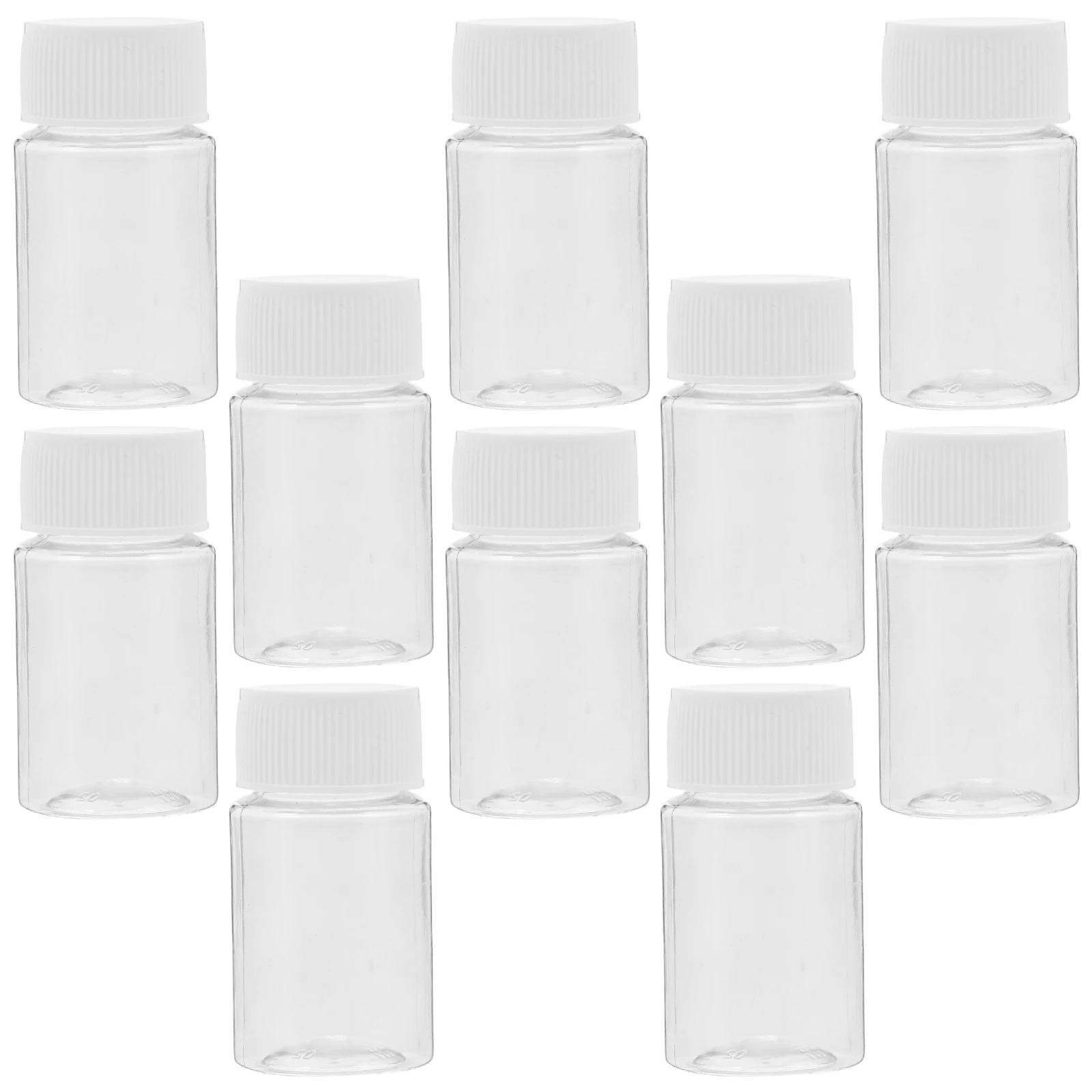 

10pcs Wide Mouth Lab Sample Bottles Plastic Transparent Powder Liquid Display Containers for Lab Cosmetics Food Teaching
