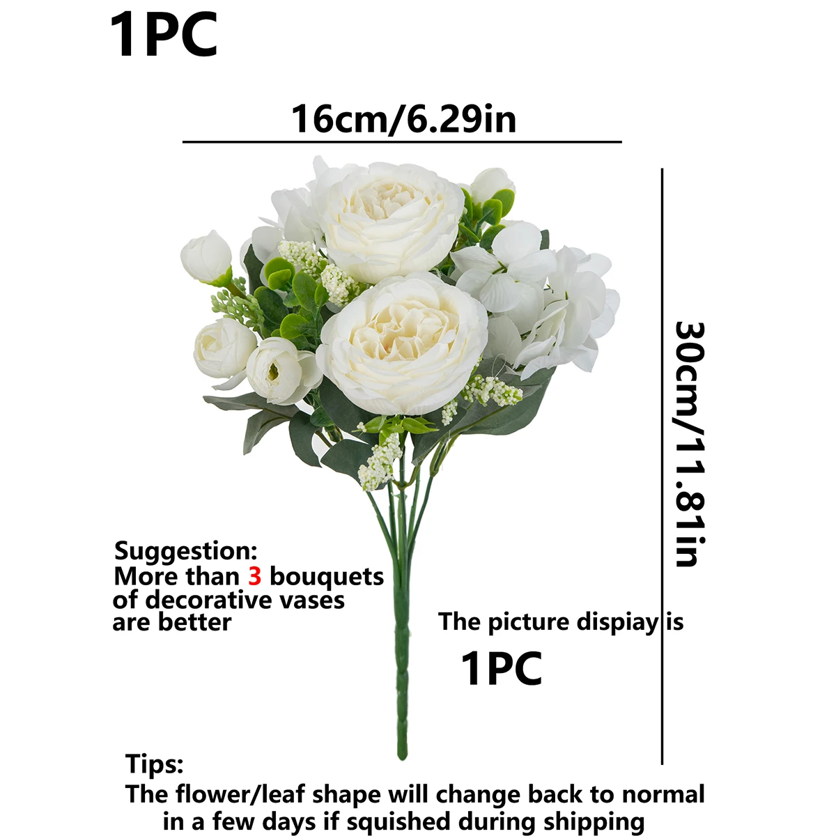 Künstliche Blumen Seiden-Hortensien Pfingstrosen für Außenbereich Garten Hochzeit Brautstrauß Festival Heim Büro Vase DIY Fotografie-Requisite Dekoration – Detail 8