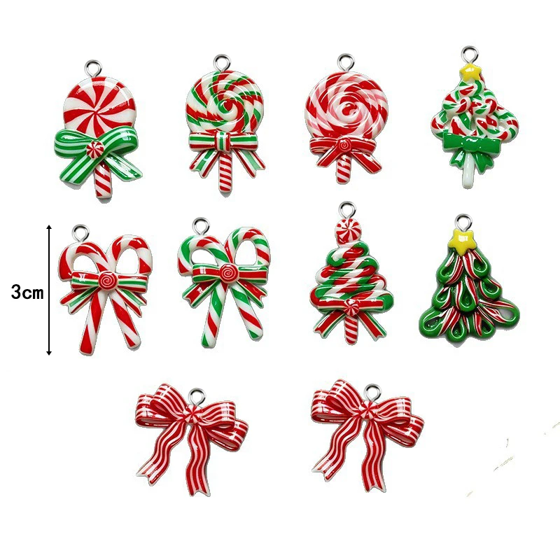 10Pcs Christmas Candy Tree Cane Resin Charms Pendants For Jewelry Making Accessories DIY Earrings Necklace Keychain view 6