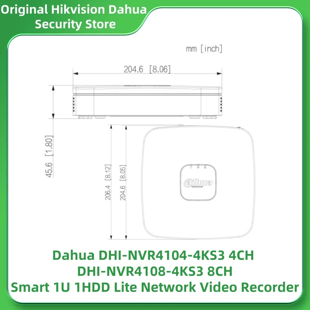 Dahua NVR4104-4KS3 4CH NVR4108-4KS3 8CH Smart 1U 1HDD Lite Network Video Recorder H.265 SMD Plus EPTZ ONVIF 4K Smart Ai NVR