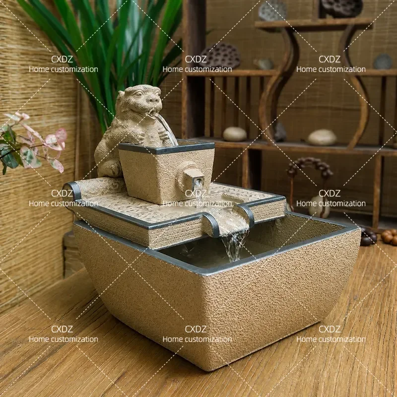 Desktop Water Fountain Ornament Office Desk Circulating Water Feature High End Lucky Decoration Opening Gift Home Decor