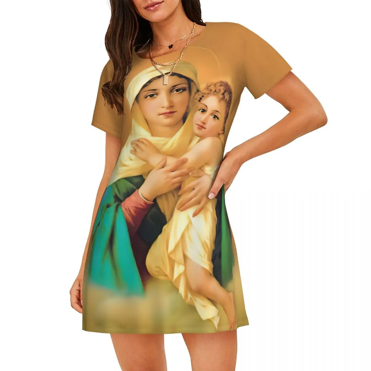 

Custom Lady Of Schoenstatt Sleepshirts Sleeping Loose Sleepdress Pajama Virgin Mary Catholic Saint Dress Nightdress Sleepwear