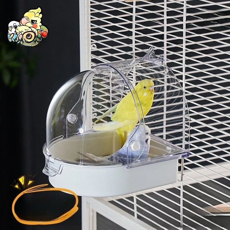 

‌Large Bird Bath Cockatiels Parakeets Cage Shower Tub Anti Splash Water Bowl Pet Bird Bathing Pool Supplies Parrot Bath Box