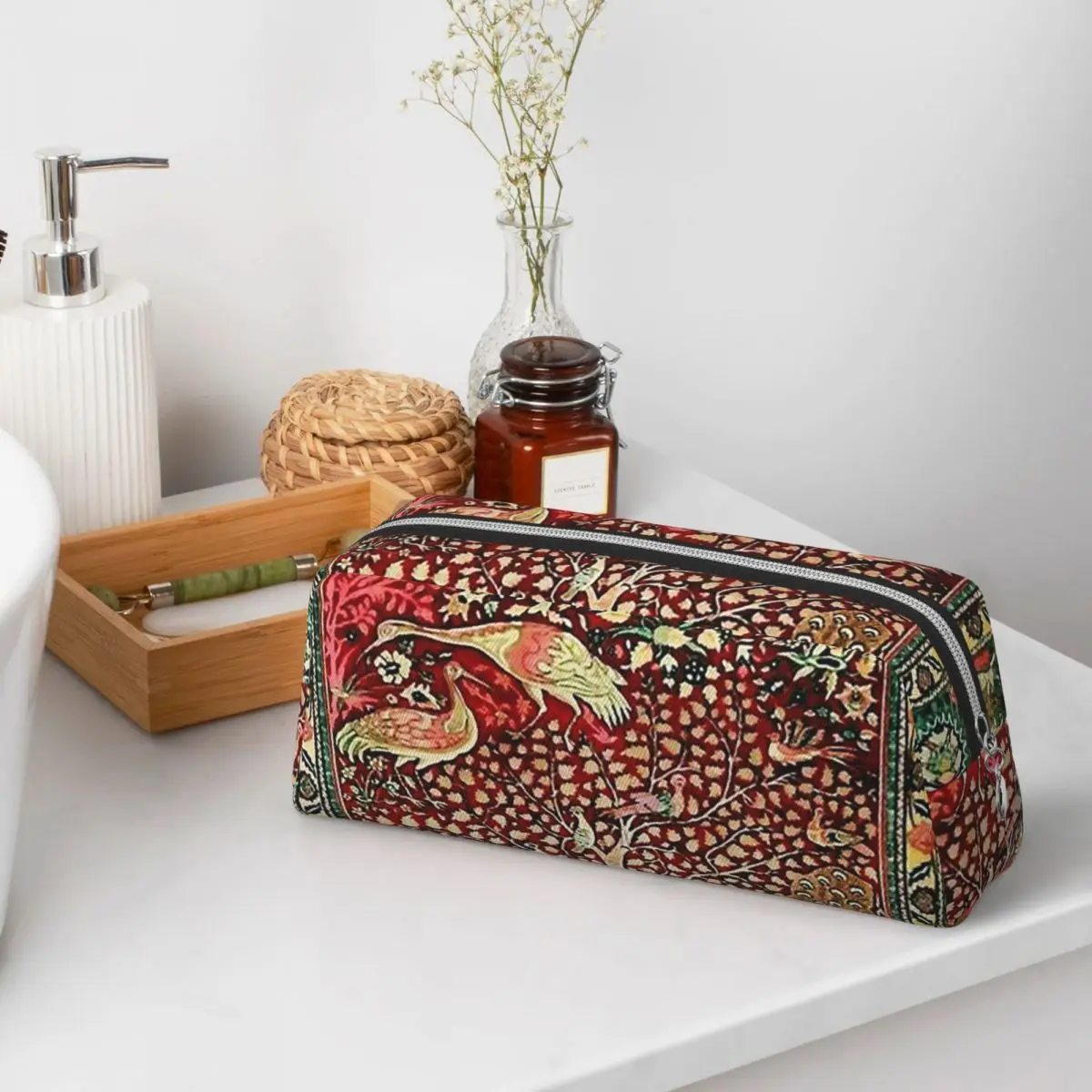 Estuche para lápices con diseño de árbol y flores de alfombra persa antigua, para estudiantes, caja para lápices, bolsa para lápices, soporte para lápices