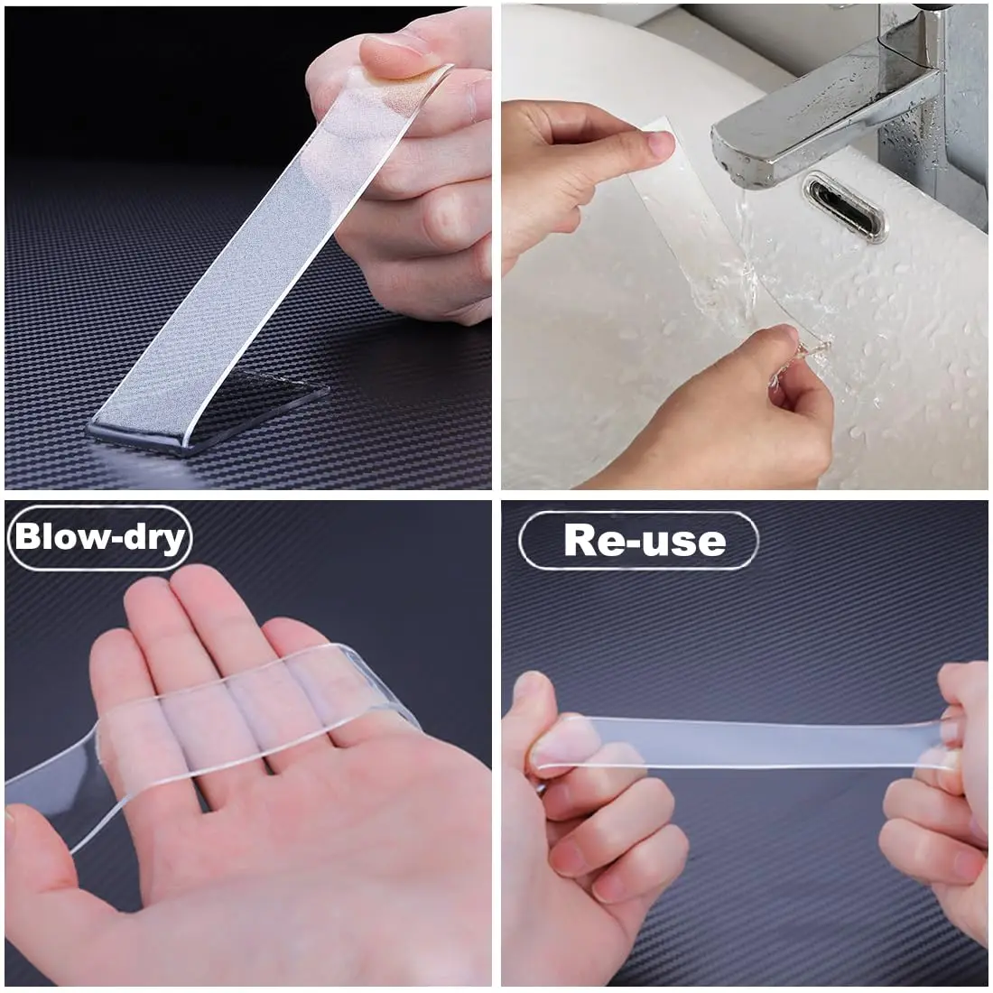 Transparent heavy-duty double-sided wall tape, high viscosity, detachable double-sided nano tape, multifunctional DIY tape