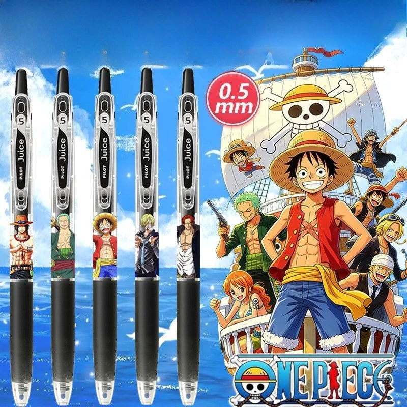 Cartoon Anime One Piece DIY Pattern Limited Edition Gel Pen, Retractable 0.5mm Black Bullet Tip Erasable Gel Pen for Students