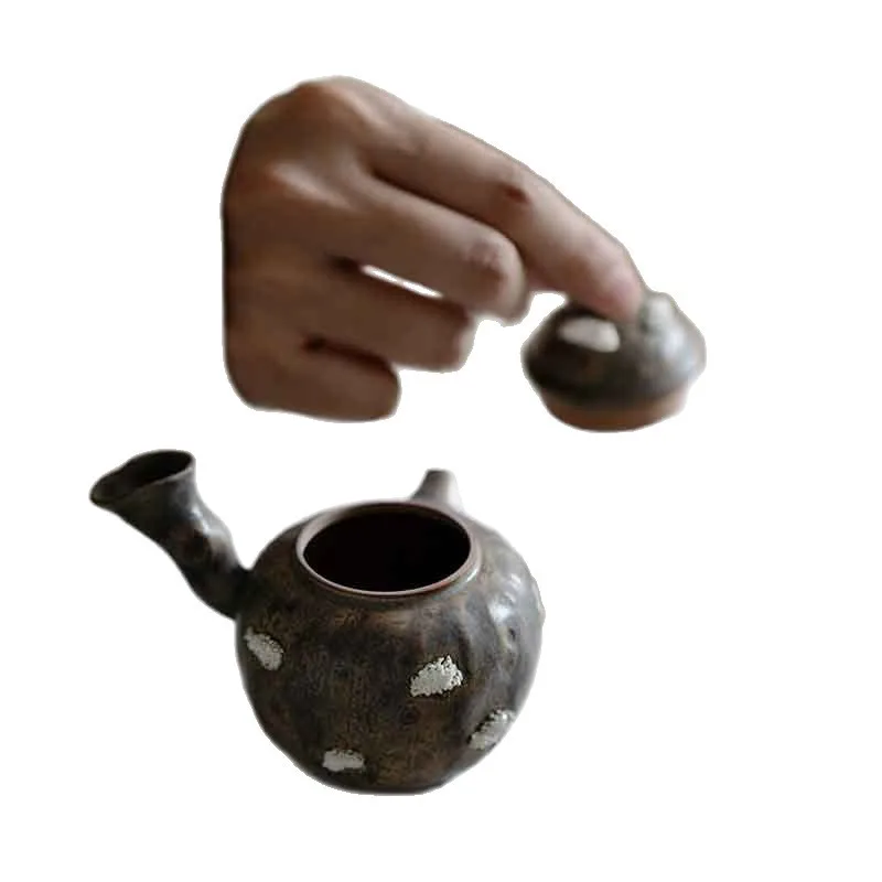 Fanyu Pink Ceramic Wabi-Sabi Style Long Straw Ball-Hole Side-Handle For Brewing Tea Kung Fu Tea Set Single Teapot With Filter