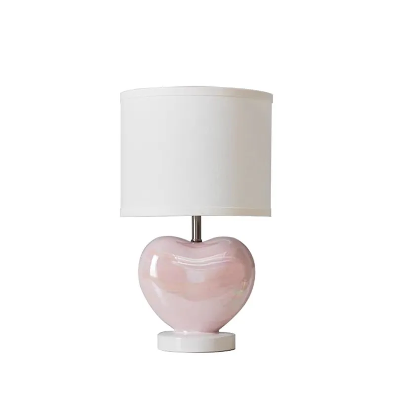 

Bedroom bedside lamp, ceramic rainbow peach heart writing eye protection study, pink desk lamp