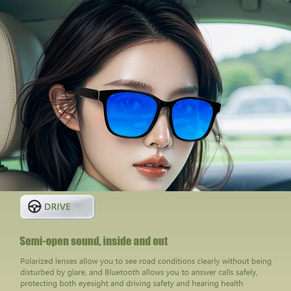 Bluetooth Audio Smart Glasses Wireless Earphones 2 IN 1 Outdoor Smart Sunglasses Men Women Music Navigation UV400 Polarized Lens