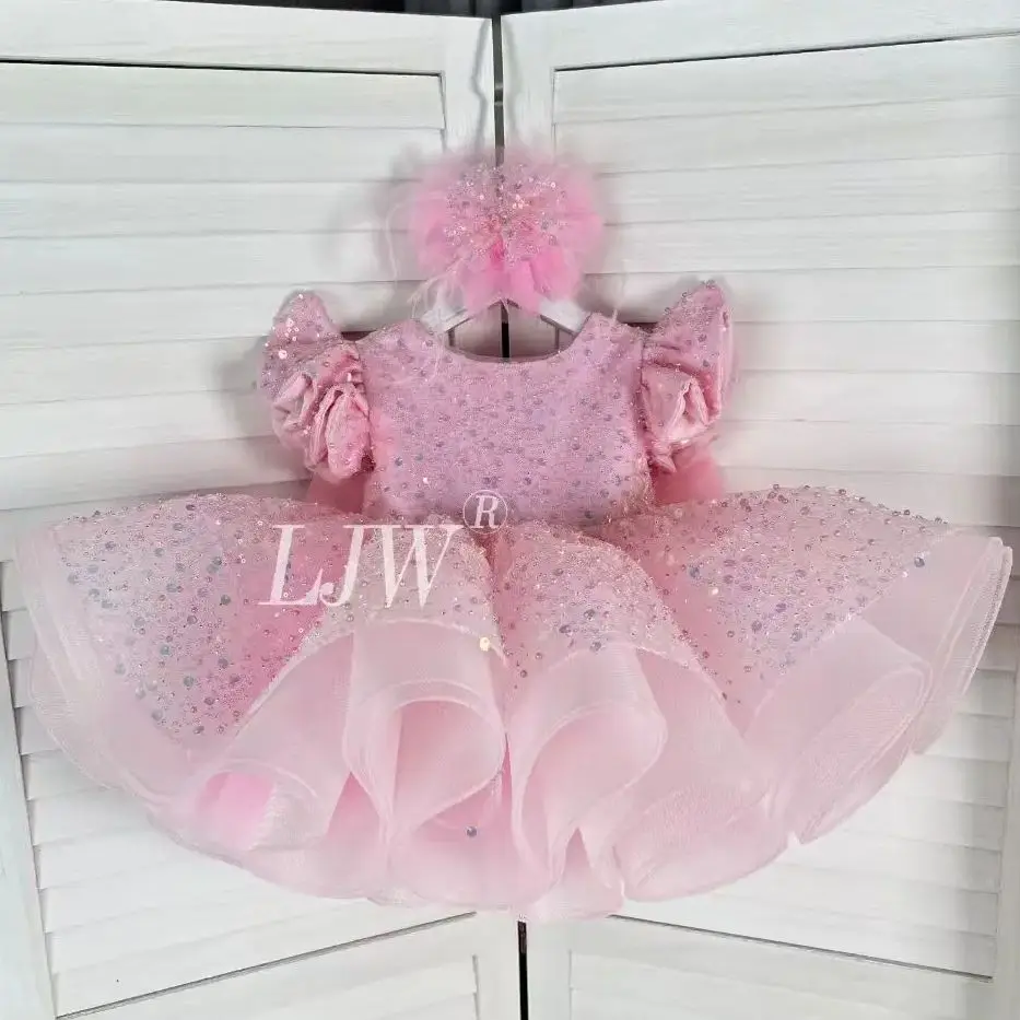 Toddler Girl lace little fly sleeve dress Christmas evening dress  beauty pageant Elegant Birthday Party Baby's First Birthday D