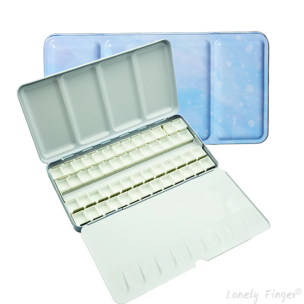 Empty Watercolor Palette Tin Set with 14/26/52 Pans, Metal Watercolor Paint Case with Lid, Paint Box for Travel Gouache Painting