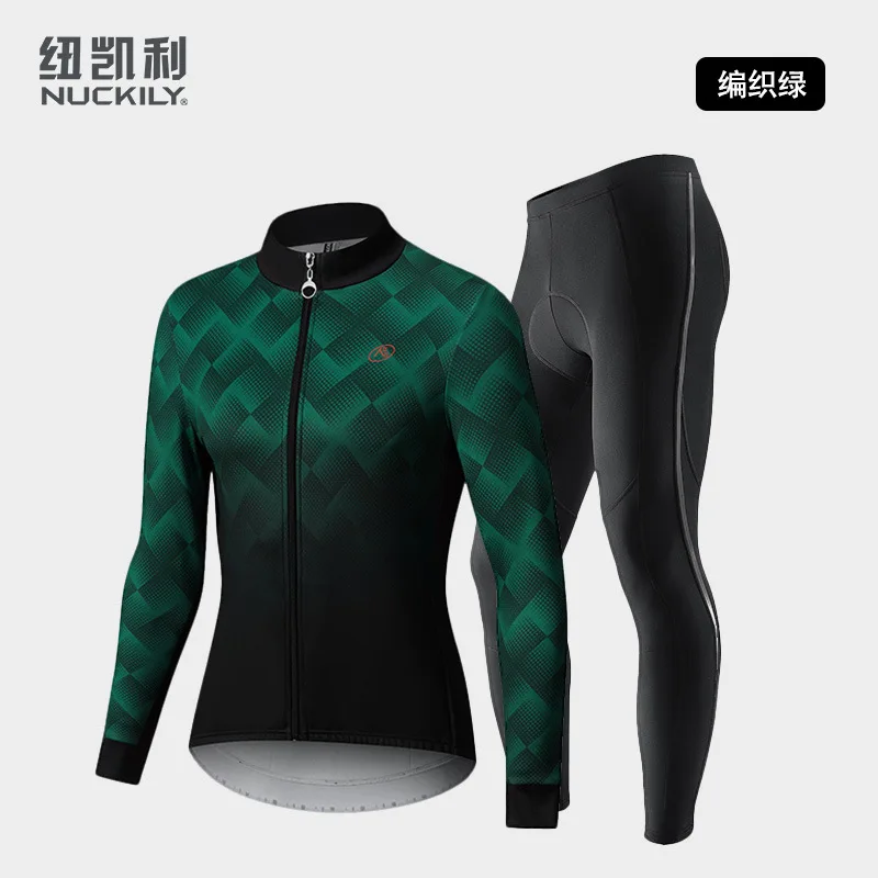 NUCKILY Men's Winter Fleece Cycling Set Thermal Jersey & Pants 3D Pad Reflective