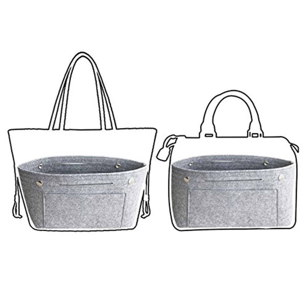 

Felt Bag Small Portable Makeup Organizer Toiletry Storage Travel Wash Bag Multifunction Grey Large Capacity Lightweight