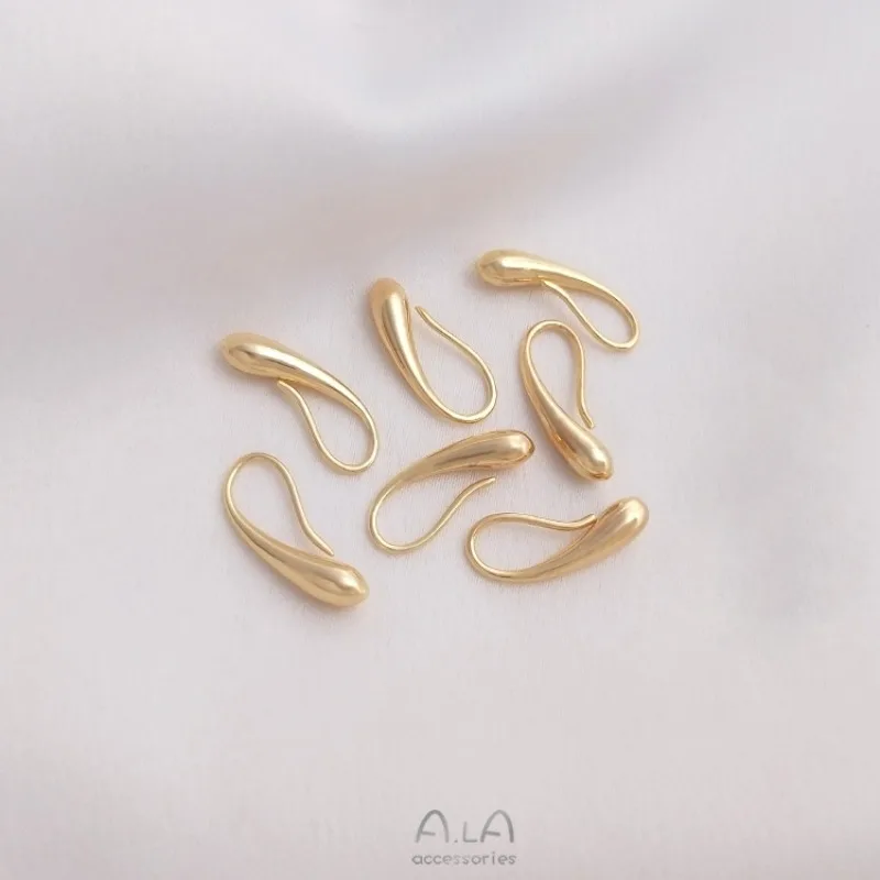 14K Gold Color Simple Water Drop Ear Hook Internet Celebrity Temperament Fashion Simple Metal Ear Hook
