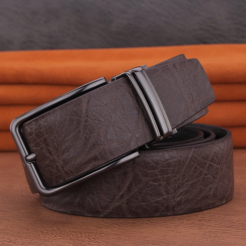 High Quality Coffee pin buckle men brand luxury brand belt fashion full grain leather corset young men casual ceinture hommeB722