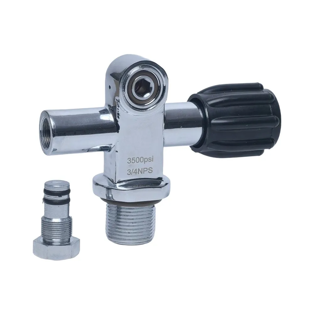 Scuba Diving Dual Cylinder Valve Assembly with Left Right Hand Operation DIN Interface and 3500 PSI High Pressure Rating